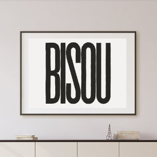 "Bisou"-kyssar i Fransk Black Typography Print Poster