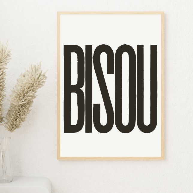"Bisou"-kyssar i Fransk Vit och Svart utskrift Poster (Skapare uppladdad)