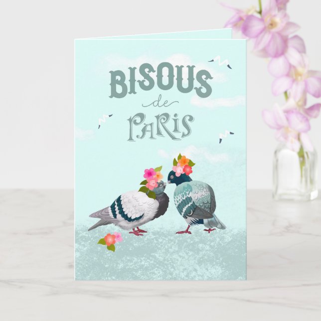 Bisous de Paris Kisses from Paris French Language Kort (Orkide)