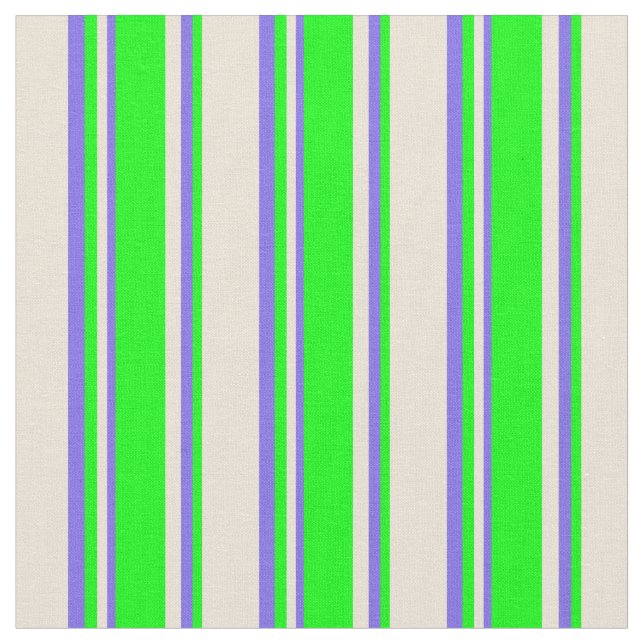 Bisque, Lime och Medium Slate Blue Rand Tyg (Närbild)
