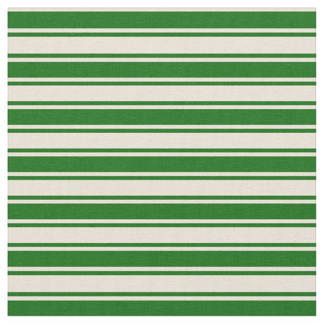 Bisque och Mörk grönt Linjer Tyg (Närbild)