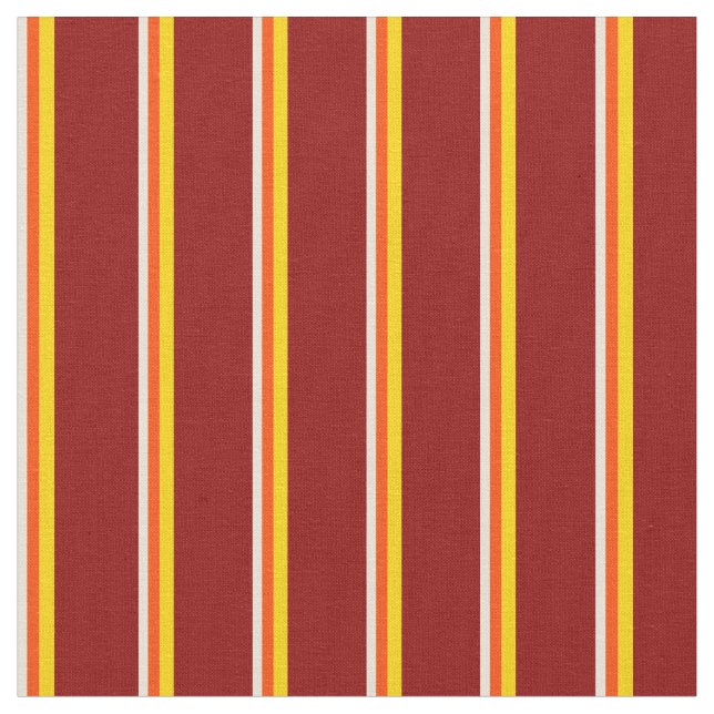 Bisque, Red, Gult och Mörk Red Färgad Linjer Tyg (Närbild)