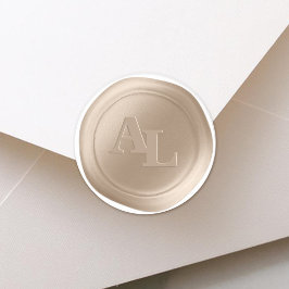 Bisque Sand Vax Seal Monogram bröllopsmärkning Runt Klistermärke