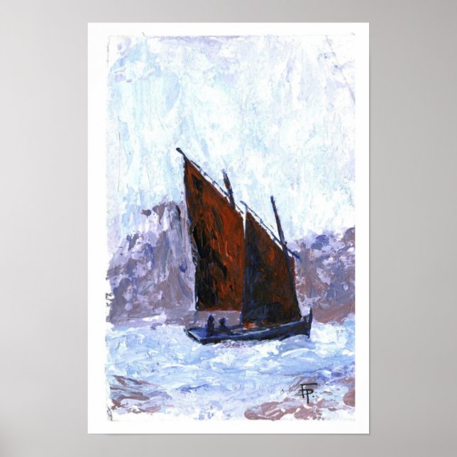 Bisquine Segelbåt Poster (Framsidan)