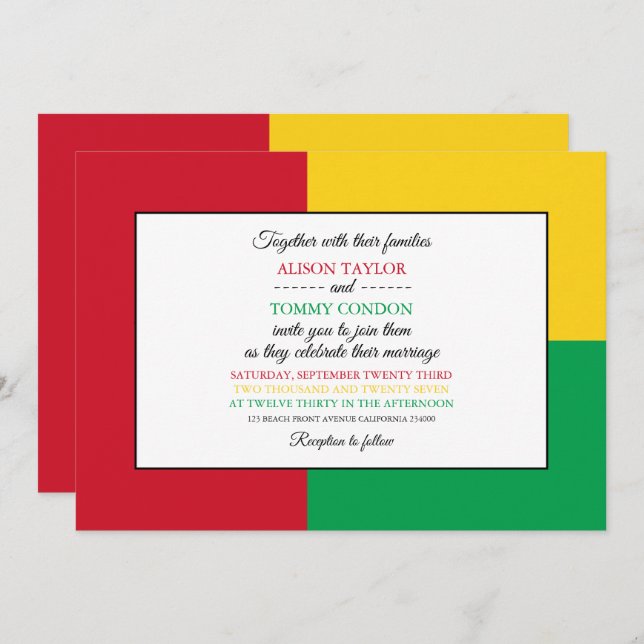 Bissau-guineansk flagga, Flagga av Guinea-Bissau B Inbjudningar (Fram/baksida)