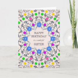 Bister Abstrakt Flowers Birthday Card Kort