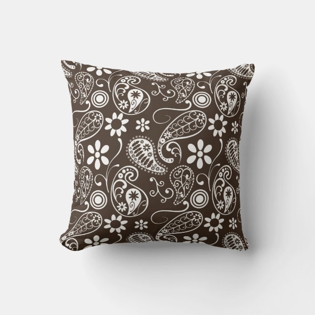Bistre Brown Paisley Kudde (Framsida)