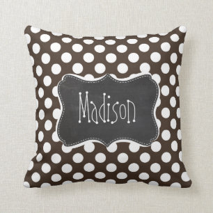 Bistre Brown Polka dots; Retro Chalkboard Kudde