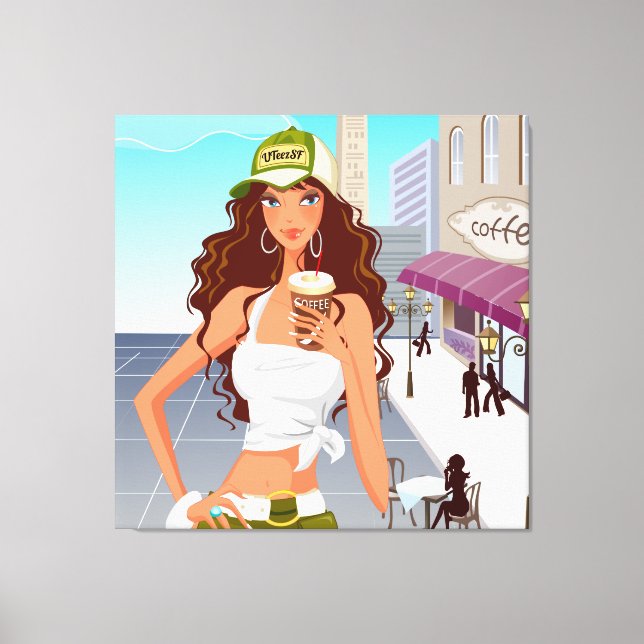 Bistro Girl Wrapped Canvas (Framsida)