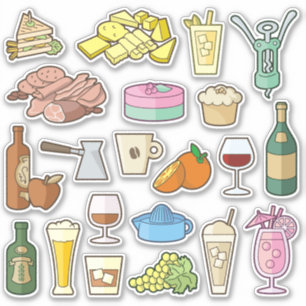 Bistro Menu-ikoner Stickers-samling Klistermärken