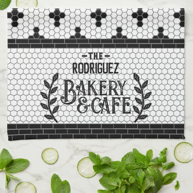 Bistro Tile Personlig Kitchen Towel Kökshandduk (Vikta)