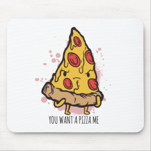 Bit av pizza rolig matpratare som säger design musmatta