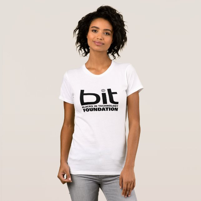 BIT Foundation Women's Black on White AA T Shirt (Hel framsida)