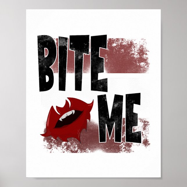 Bit mig - Cool Citat - Halloween - Fladdermus Poster (Framsidan)