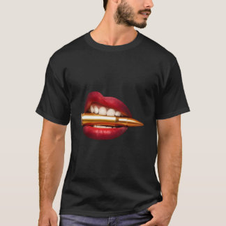 Bita av Gun-popup för punktläge Läppar T Shirt