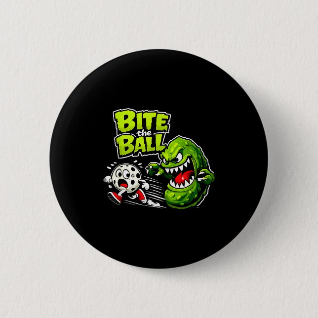 Bita boll pickleball retro sport rolig grafik knapp (Framsida)