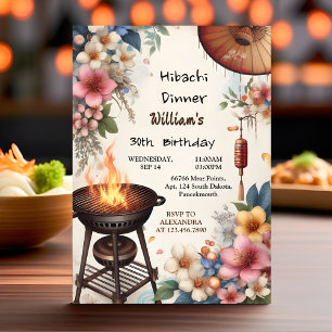 Bita Chef Bbq Japanska Sushi Hibachi 30års födelse Inbjudningar