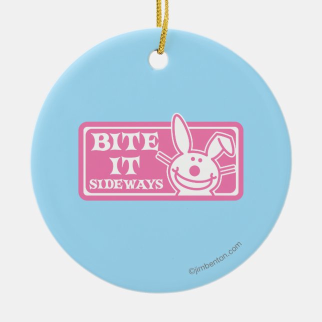 Bita det från sidan julgransprydnad keramik (Framsidan)