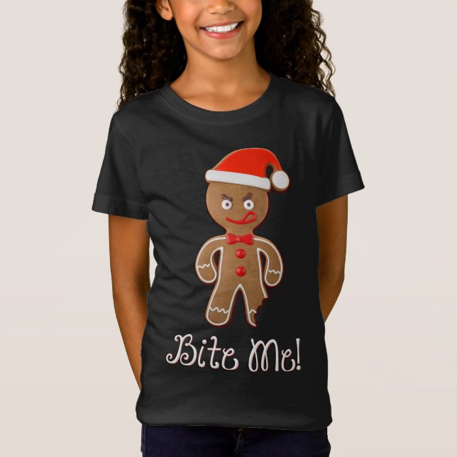 Bita för Pepparkaksgubbe av den konstiga juloffert T Shirt (Framsida)