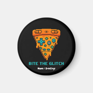  Bita Glitch Retro 8-Bit Pixel Pizza Gamer  Magnet