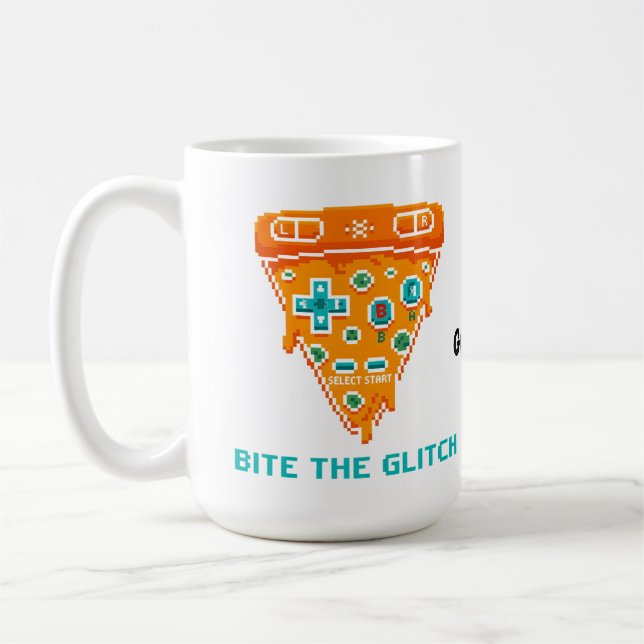  Bita Glitchen Retro 8-Bit Pixel Pizza Gamer  Kaffemugg (Vänster)