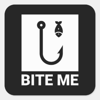 Bita Me Fishing Krok Sticker Fyrkantigt Klistermärke