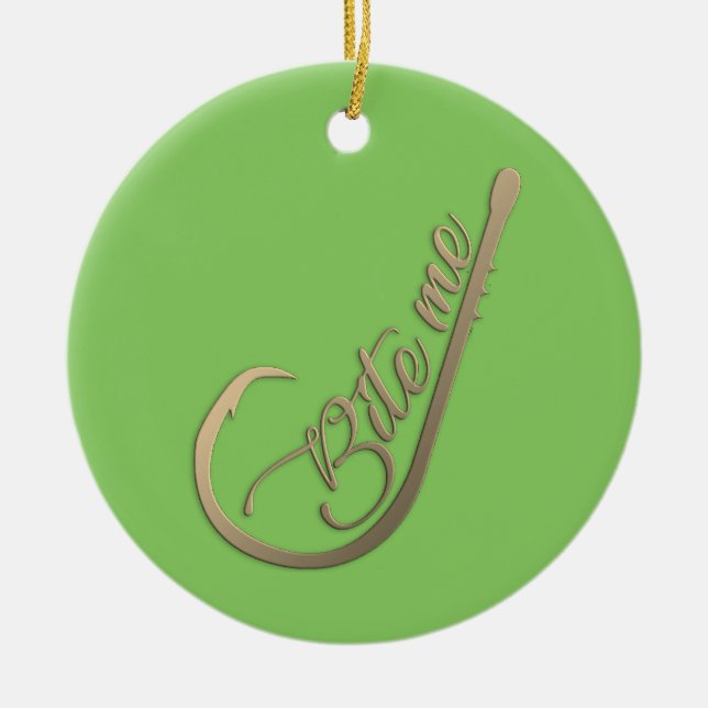 Bita Me Funny Fishing Julgransprydnad Keramik (Framsidan)