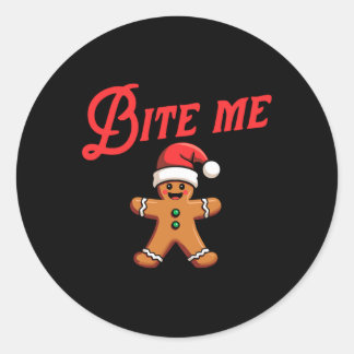 BITA ME Gingerbröd Cookie Funny Sarcastic Christm Runt Klistermärke