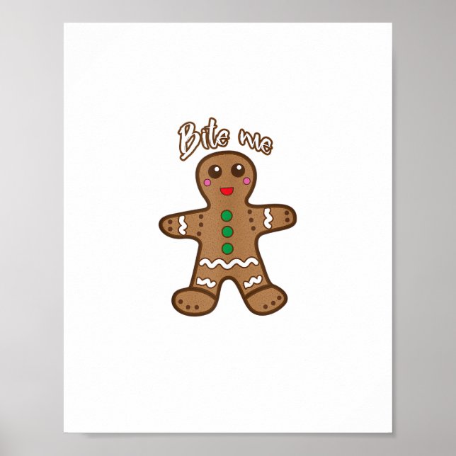 Bita Me Gingertea Funny Cookie-jultack Poster (Framsidan)