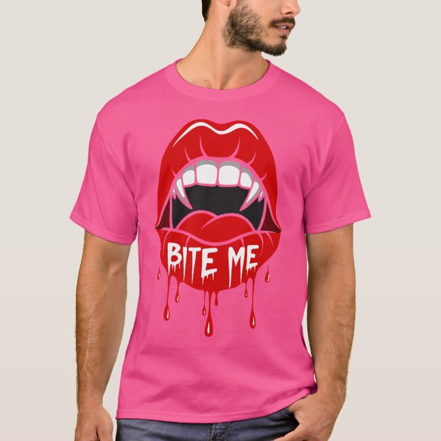 Bita Me Halloween stil läppar T Shirt (Framsida)