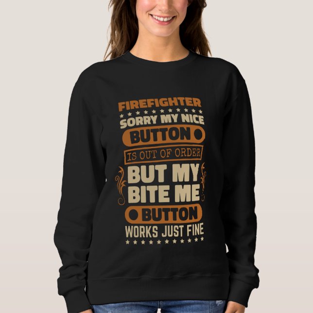 Bita Me-knapp i Firefighter för brandbekämpning T Shirt (Framsida)