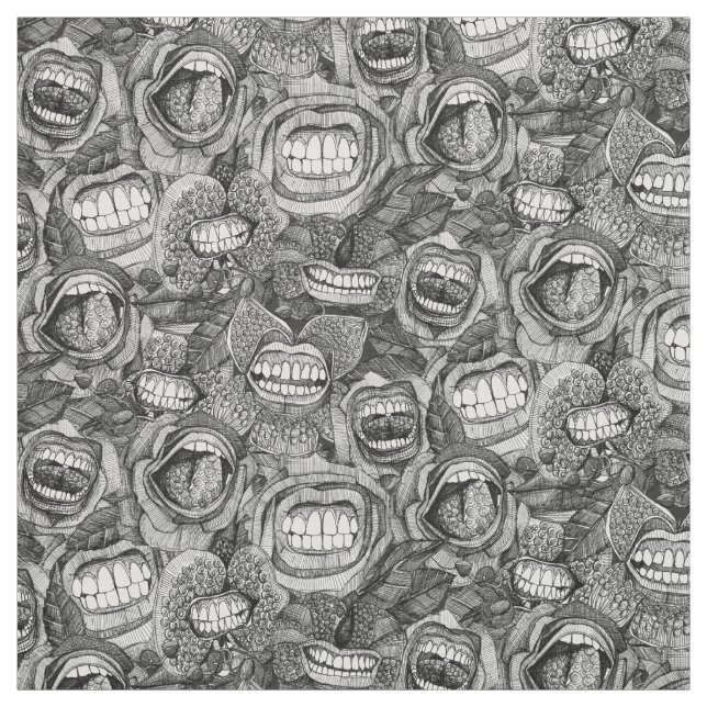 BITA ME orchids och ro BLACK WHITE Tyg (Provkarta)