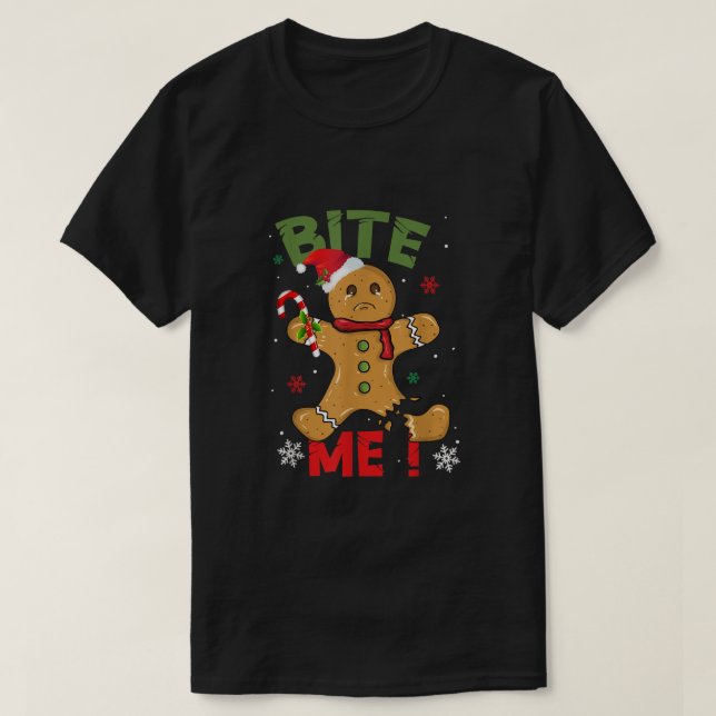Bita Me-Pepparkaksgubben - en bra Cookie-julfest T Shirt (Design framsida)