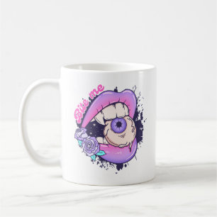 Bita Me Rosa Halloween Läppar Kaffemugg