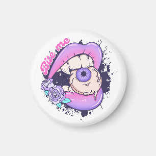 Bita Me Rosa Halloween Läppar Magnet