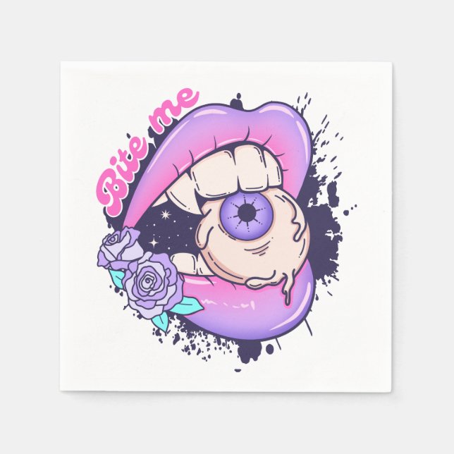 Bita Me Rosa Halloween Läppar Pappersservett (Framsidan)