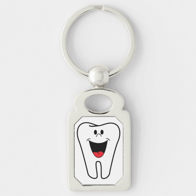 "BITA ME" TOOTH REKTANGULÄRT SILVERFÄRGAD NYCKELRING (Framsidan)
