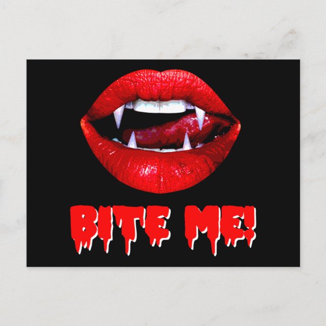 Bita Me Vampire Halloween Vykort (Framsida)