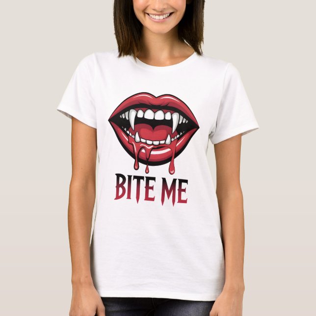 Bita Me Vampire Mouth T Shirt (Framsida)