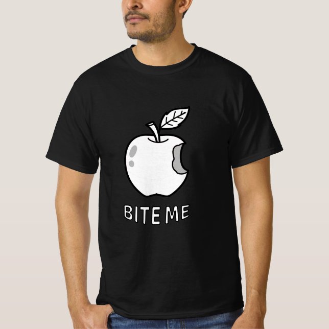 Bita mig Apple Rude T Shirt (Framsida)