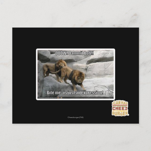 Bita mig är precis ett uttryck! vykort (Framsida)