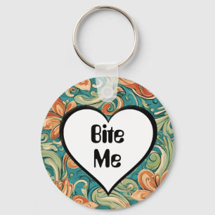 Bita mig Funny Heart Retro Design Nyckelring