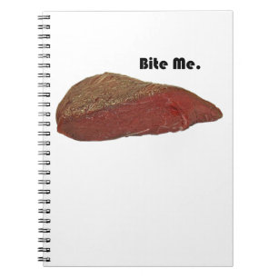 Bita mig Funny Steak Beef Pun Joke Anteckningsbok Med Spiral