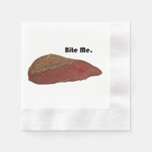 Bita mig Funny Steak Beef Pun Joke Pappersservett