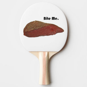 Bita mig Funny Steak Beef Pun Joke Pingisracket