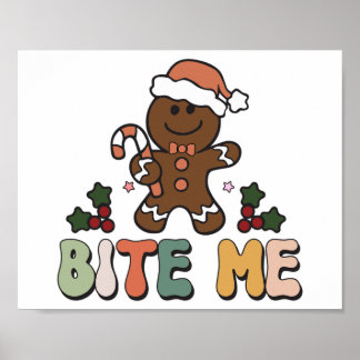 Bita mig Gingerbröd Groovy jul Poster