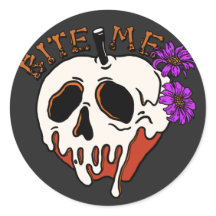 Bita mig - Halloween Skull Poison Apple & Flowers