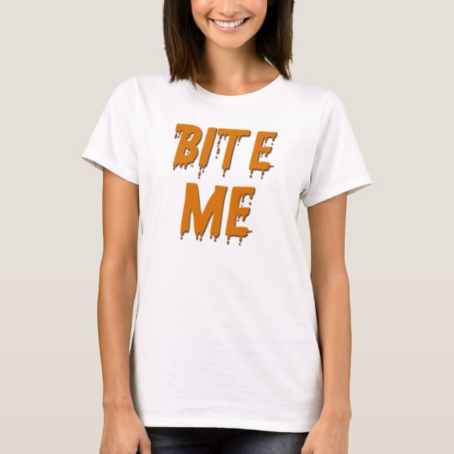 Bita mig Halloween Tee Shirt (Framsida)