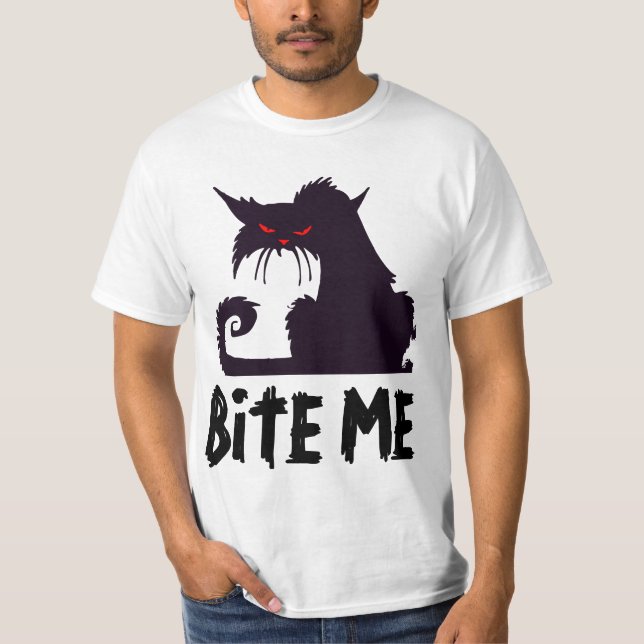 BITA MIG, ilskna kattT-tröja T-shirt (Framsida)