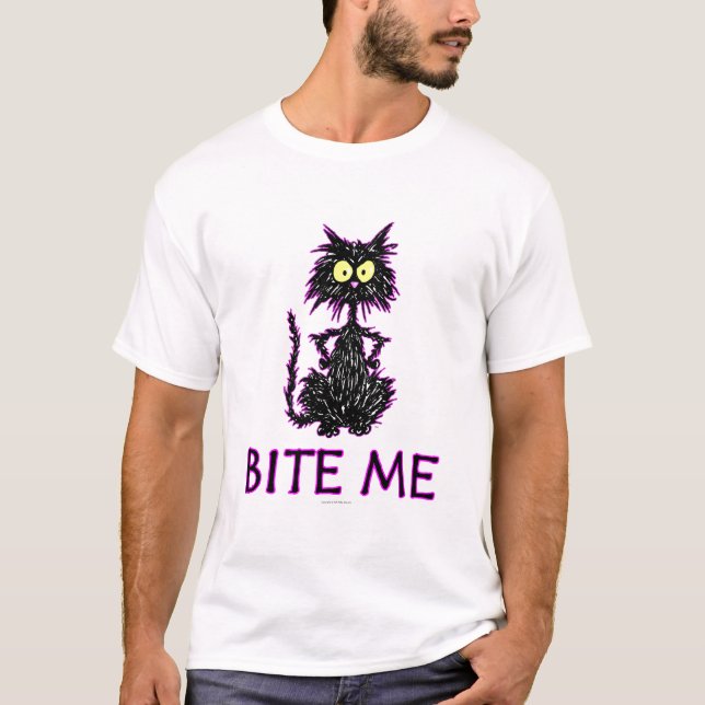 Bita mig! Kattgåvadesigner T Shirt (Framsida)